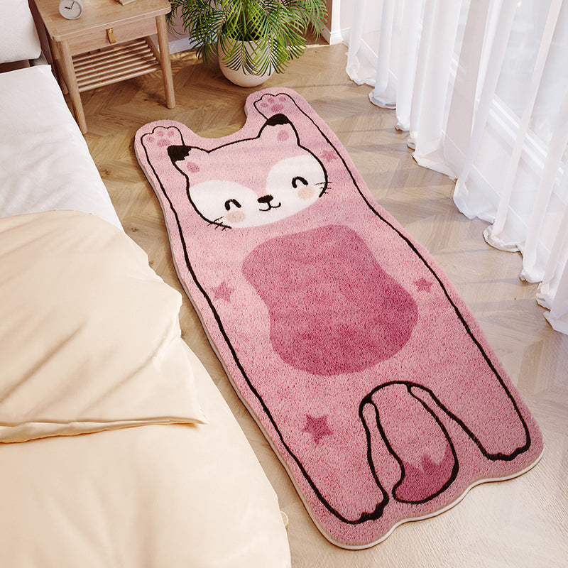 Pink Animal Rug Polyester Simple Rug Stain Resistant Rug for Living Room