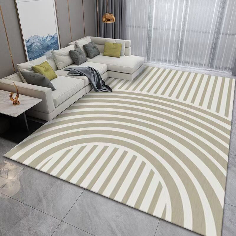 Dark Modern Rug Polyester Striped Rug Washable Rug for Home Decor