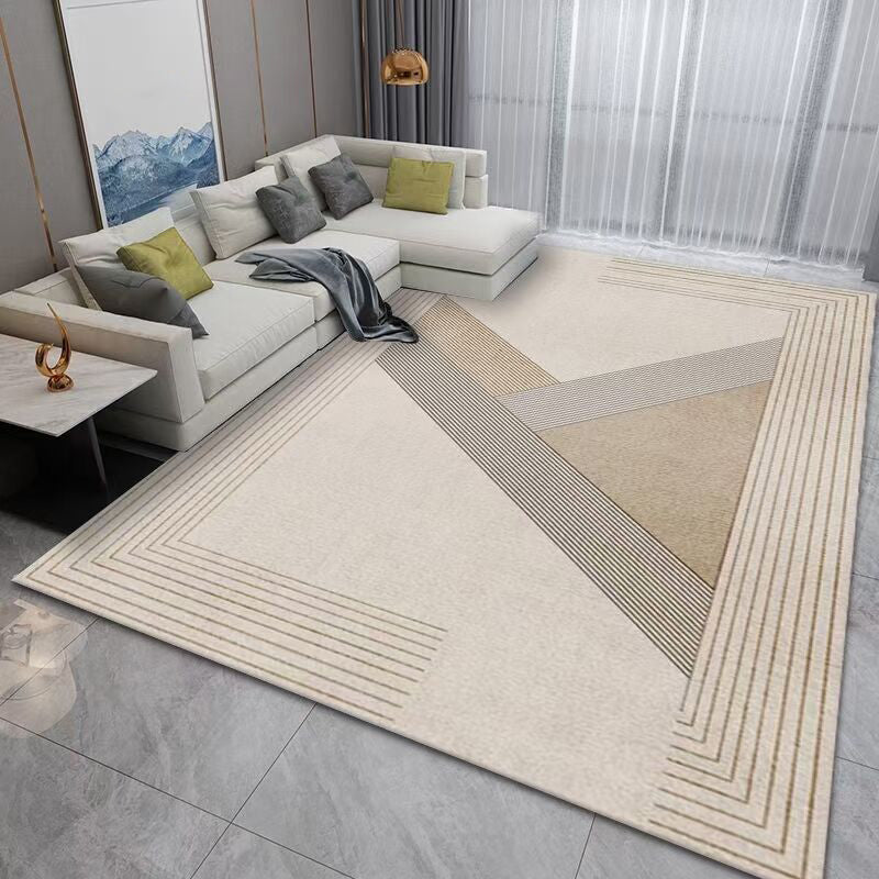 Dark Modern Rug Polyester Striped Rug Washable Rug for Home Decor