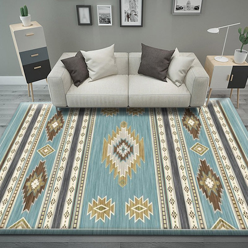 Black Pattern Rug Polyeter Simple Rug Stain Resistant Rug for Living Room