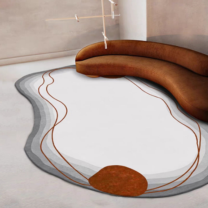 Dark Brown Casual Rug Polyester Circle Rug Stain Resistant Rug for Home Decoration