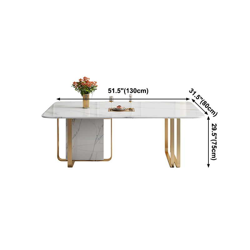 Luxus gesinterte Stein Tisch Rechteck weißer Tisch mit Metallpodest