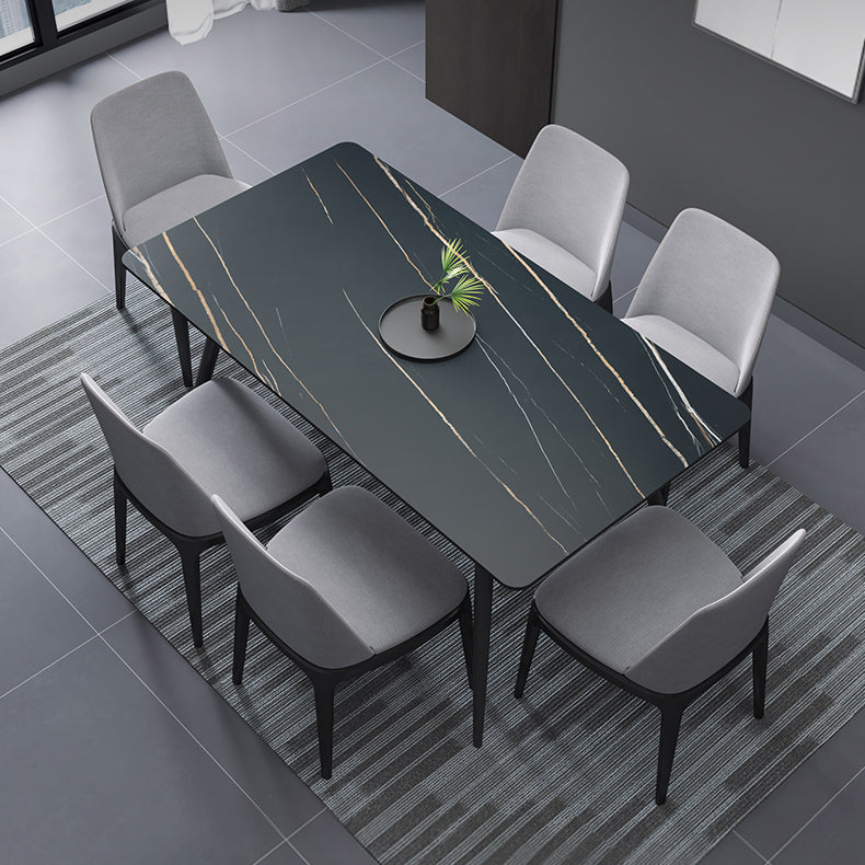 Mesa de comedor rectangular Estilo industrial 4 patas Base Mesa de piedra sinterizada para el hogar