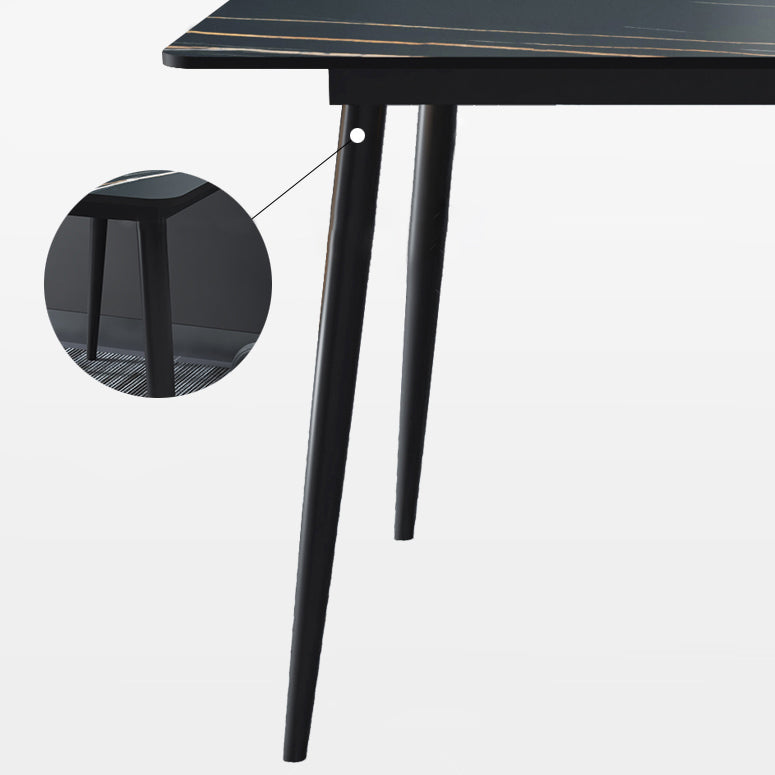 Mesa de comedor rectangular Estilo industrial 4 patas Base Mesa de piedra sinterizada para el hogar