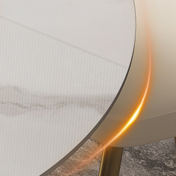 Traditional Luxury Dining Table Round White Sintered Stone Table with Pedestal Base
