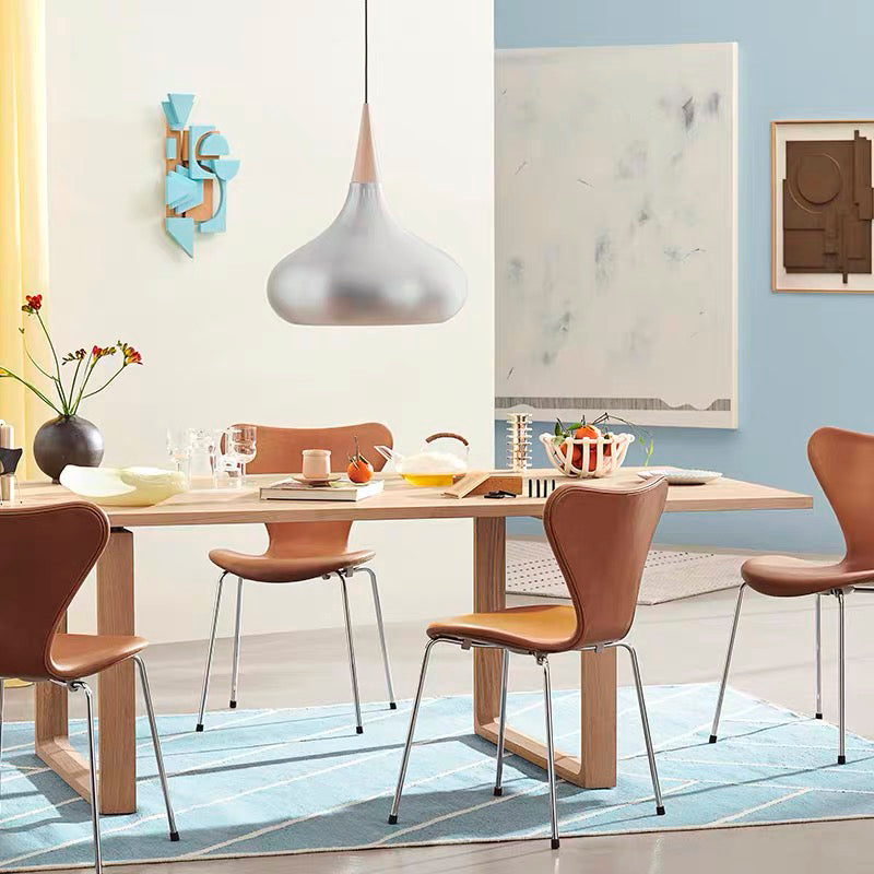 Solid Wood Contemporary Rectangular Table Wood Top Dining Table with Sled Base