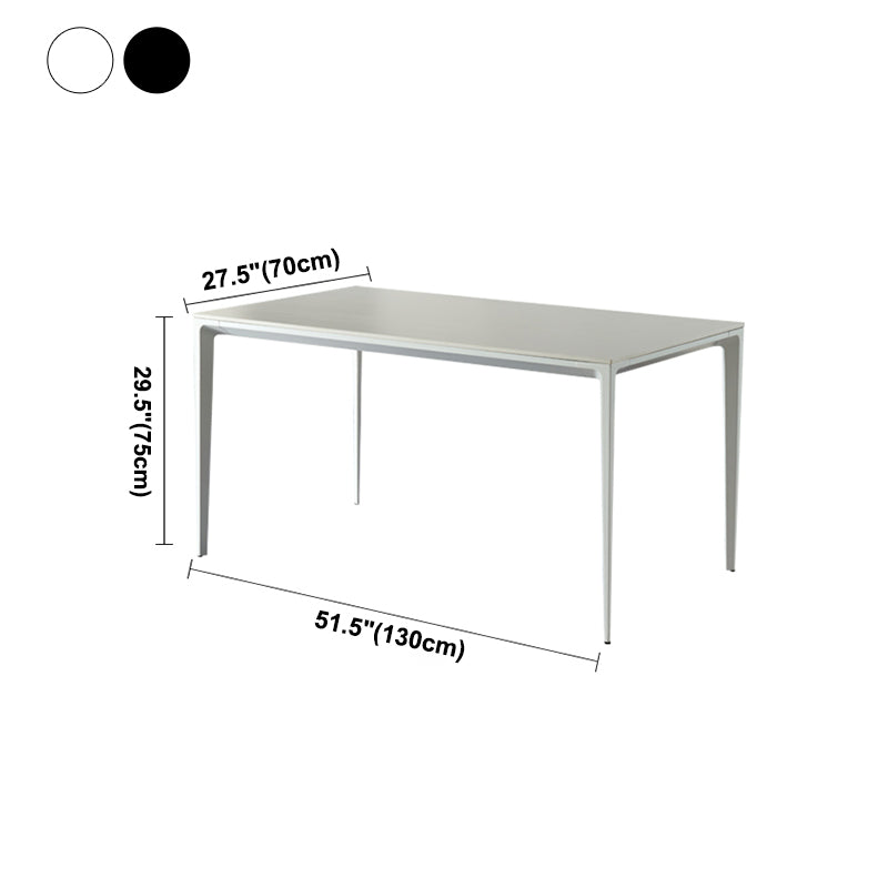 Sintered Stone Dining Table Industrial Style 4 Legs Metallic Base Rectangle Table