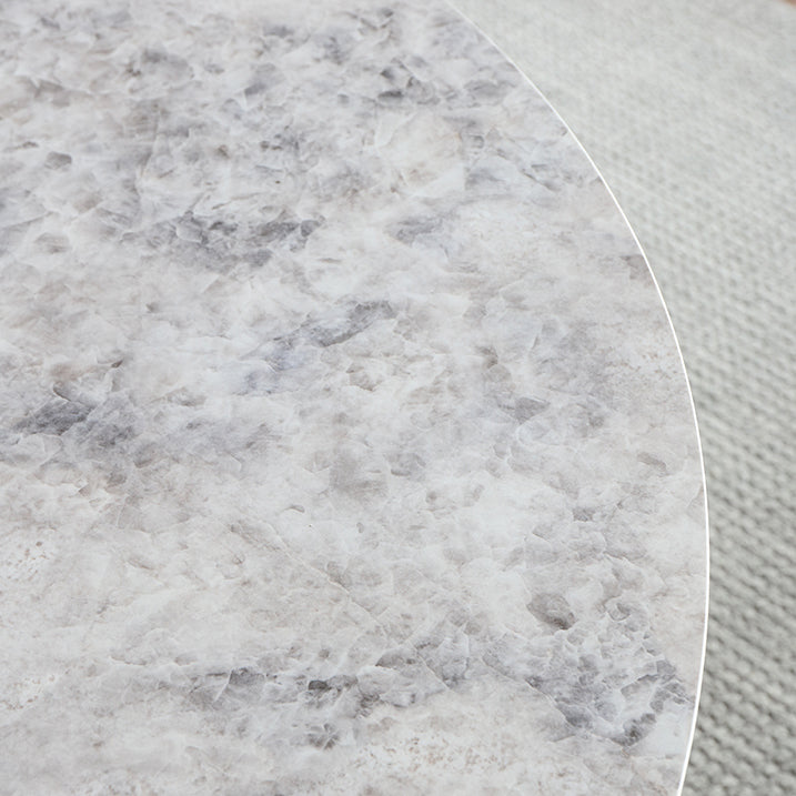 Sintered Stone Top Round Table for Restaurant Modern Dining Table with Metal Pedestal