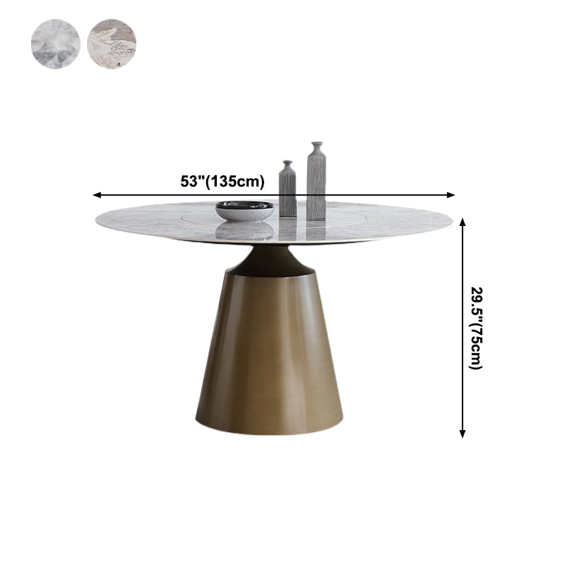 Sintered Stone Top Round Table for Restaurant Modern Dining Table with Metal Pedestal