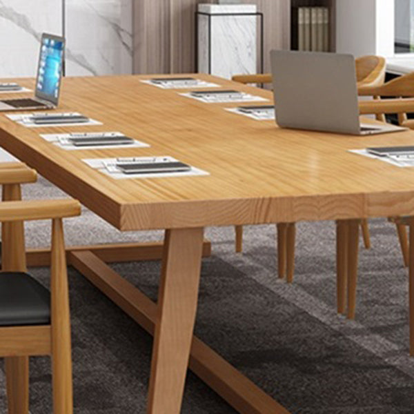 Tavolo rettangolare contemporaneo in legno massiccio tavolo da pranzo in legno con cavalletto
