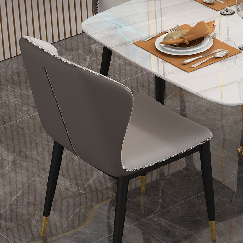 Traditional Luxury Rectangle Dining Table Sintered Stone Table with Gold Pedestal Base