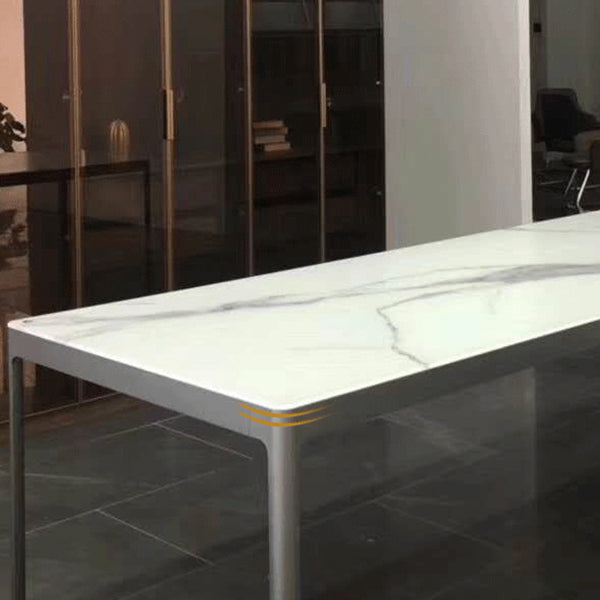 Sintered Stone Dining Table Industrial Style 4 Legs Aluminum Alloy Base Rectangle Table for Home