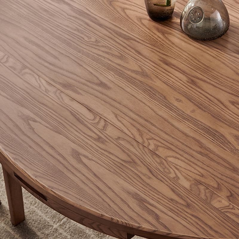 Mesa de comedor marrón de estilo moderno mesa redonda de comedor de madera maciza con 4 patas para sala de estar