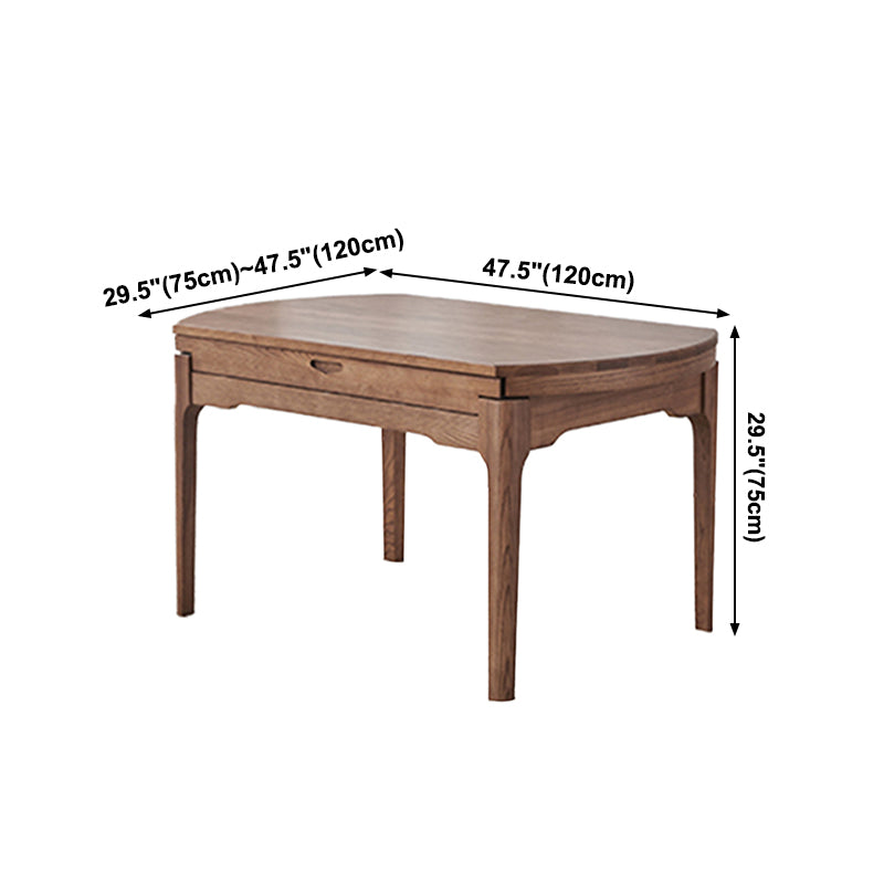Mesa de comedor marrón de estilo moderno mesa redonda de comedor de madera maciza con 4 patas para sala de estar