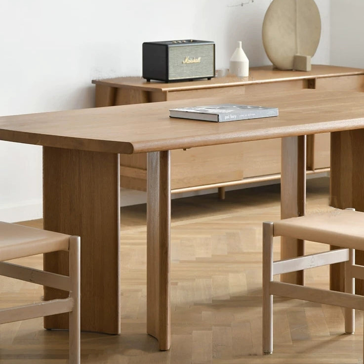 Solid Wood Contemporary Rectangular Table Wood Top Table for Home