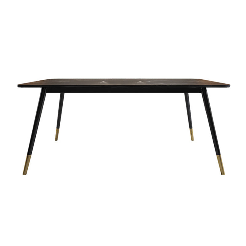 Mesa de comedor rectangular industrial de metal Mesa de comedor de piedra sinterizada con patas de metal