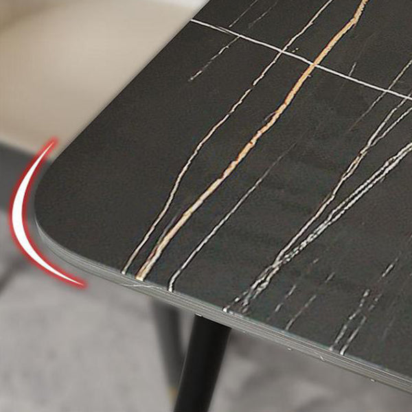 Mesa de comedor rectangular industrial de metal Mesa de comedor de piedra sinterizada con patas de metal