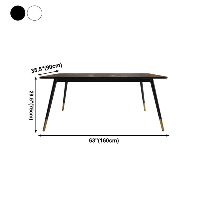 Mesa de comedor rectangular industrial de metal Mesa de comedor de piedra sinterizada con patas de metal