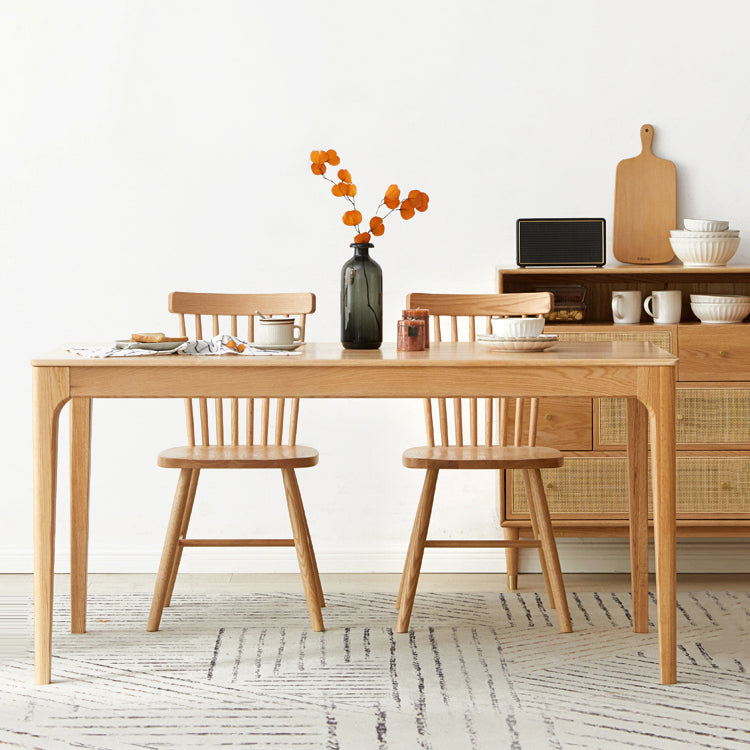 Mesa de comedor marrón de estilo moderno, mesa de comedor rectangular de madera maciza de 4 patas para el hogar
