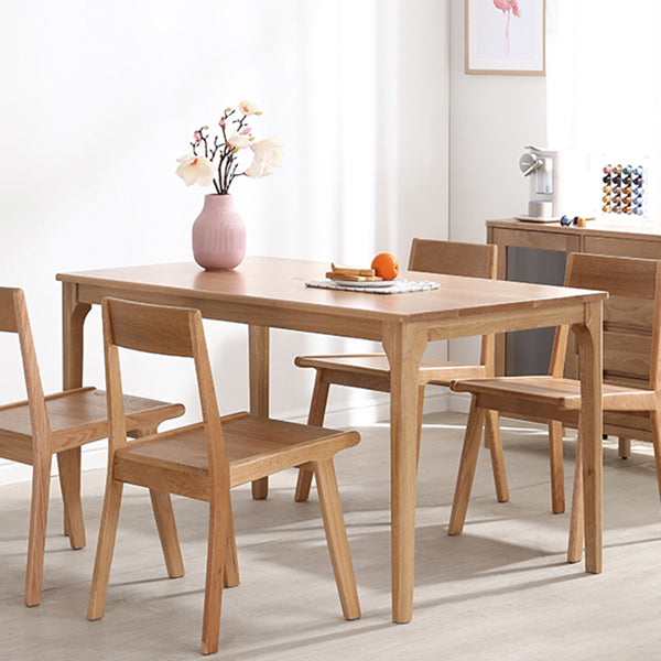 Mesa de comedor marrón de estilo moderno, mesa de comedor rectangular de madera maciza de 4 patas para el hogar