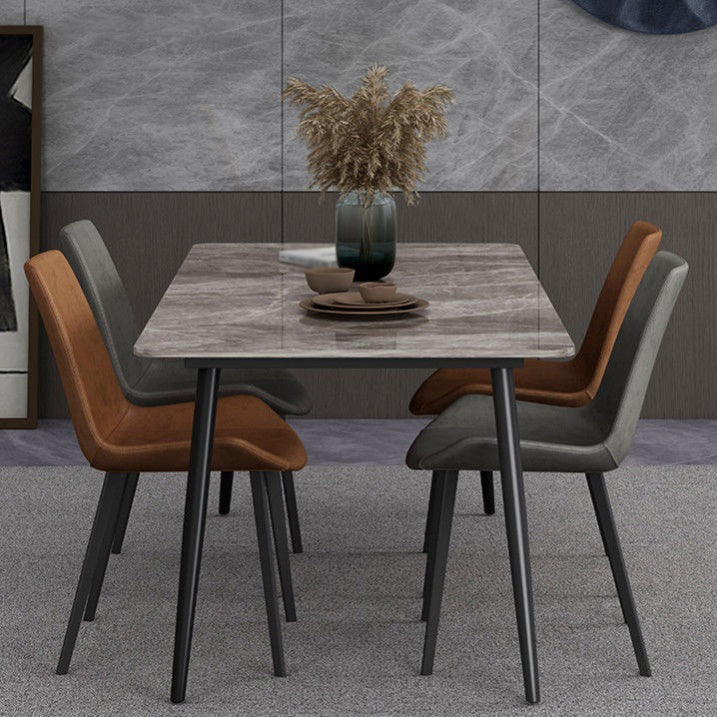 Rectangle Industrial Sintered Stone Table 4 Legs Carbon Steel Base Table for Home