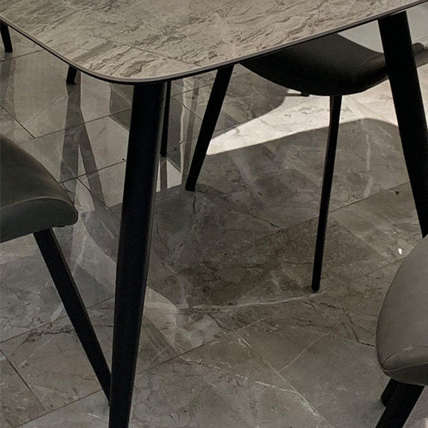 Rectangle Industrial Sintered Stone Table 4 Legs Carbon Steel Base Table for Home