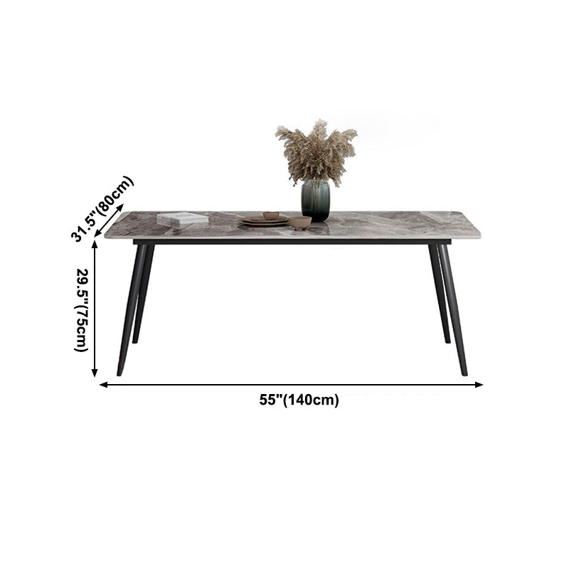 Rectangle Industrial Sintered Stone Table 4 Legs Carbon Steel Base Table for Home