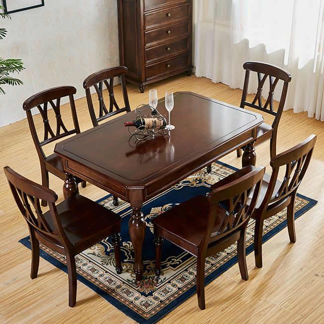 Mid-Century Dining Table Rectangle Solid Wood 4 Legs Dining Table for Home Use