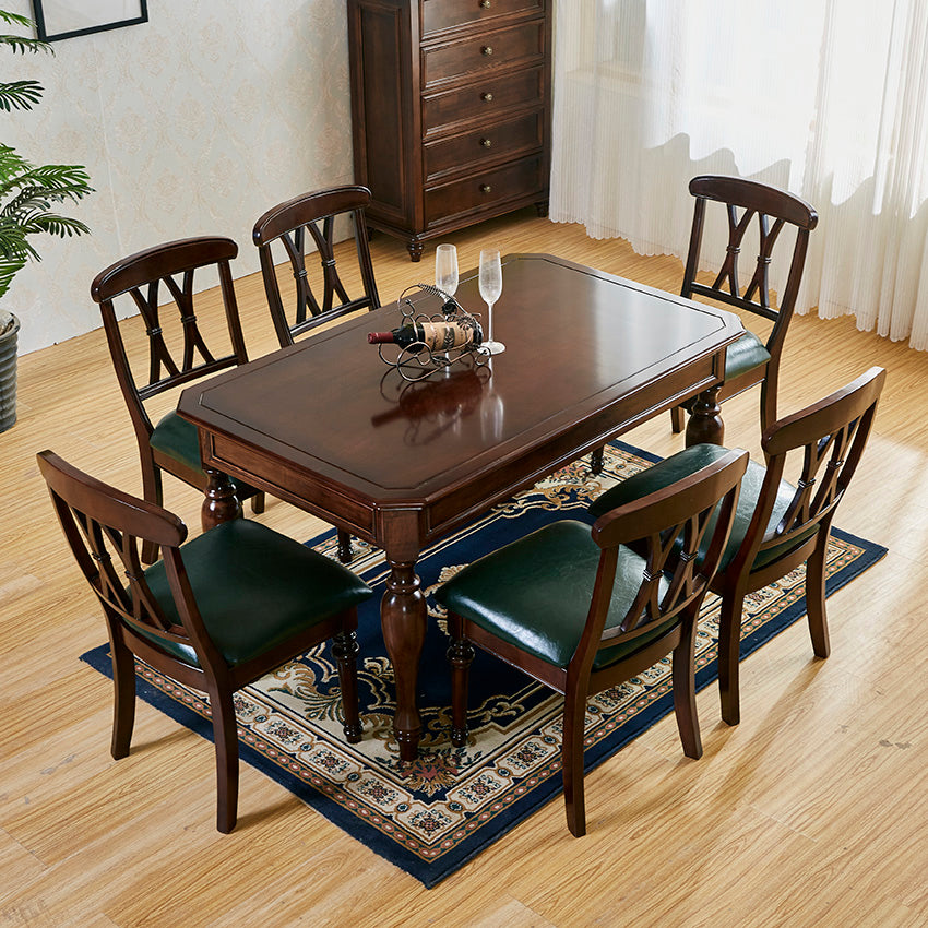 Mid-Century Dining Table Rectangle Solid Wood 4 Legs Dining Table for Home Use