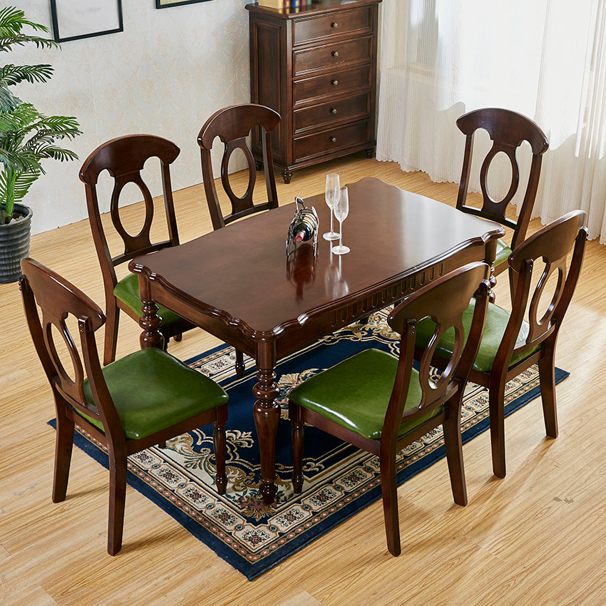 Mid-Century Dining Table Rectangle Solid Wood 4 Legs Dining Table for Home Use