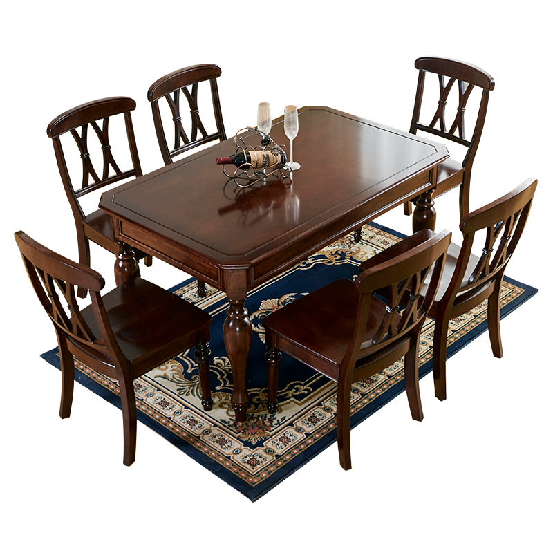 Mid-Century Dining Table Rectangle Solid Wood 4 Legs Dining Table for Home Use