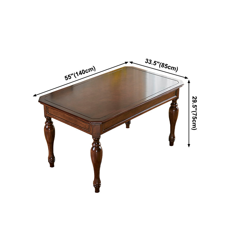 Mid-Century Dining Table Rectangle Solid Wood 4 Legs Dining Table for Home Use