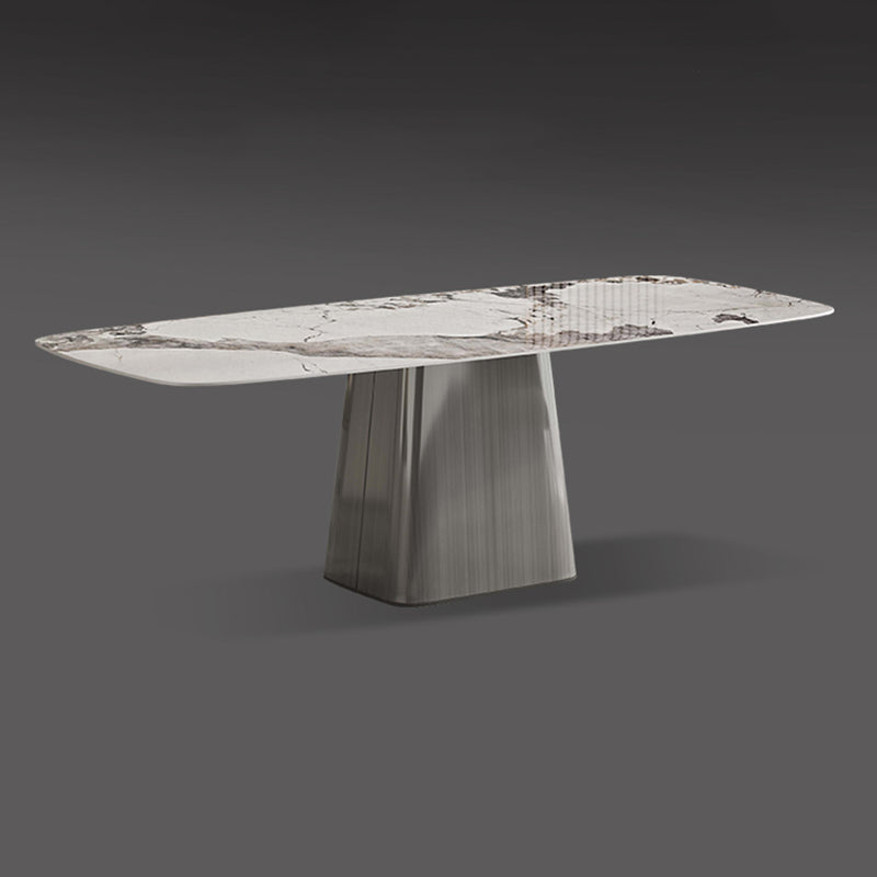 Metaal traditionele luxe rechthoekige tafel gesinterde steen binnen tafel met grijs voetstuk