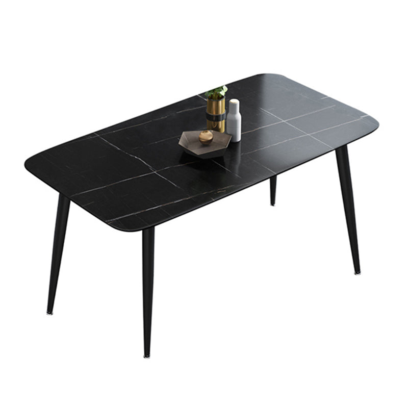 METAL INDUSTRIËLE RECHTANGELLAND EIT TAFEL Zwart gesinterde stenen tafel met metalen benen