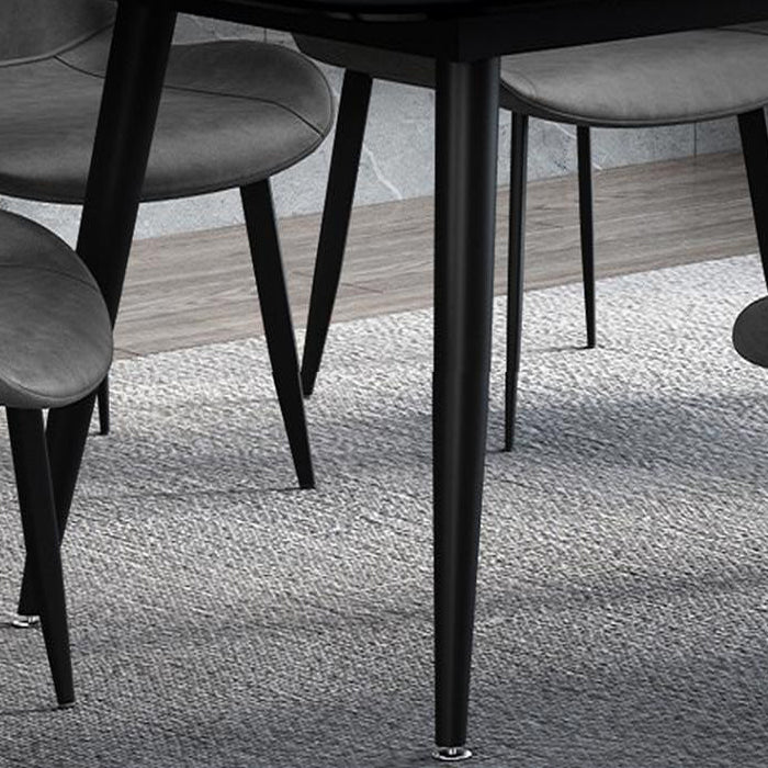 METAL INDUSTRIËLE RECHTANGELLAND EIT TAFEL Zwart gesinterde stenen tafel met metalen benen