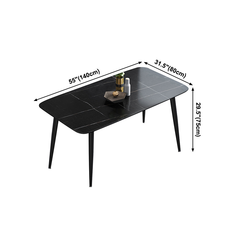 METAL INDUSTRIËLE RECHTANGELLAND EIT TAFEL Zwart gesinterde stenen tafel met metalen benen