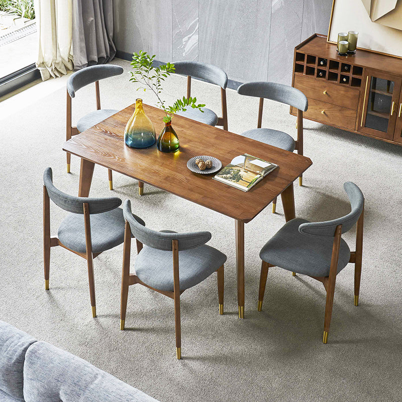 Traditional Luxury Dining Table Rectangle Solid Wood Dining Table with 4 Legs for Home