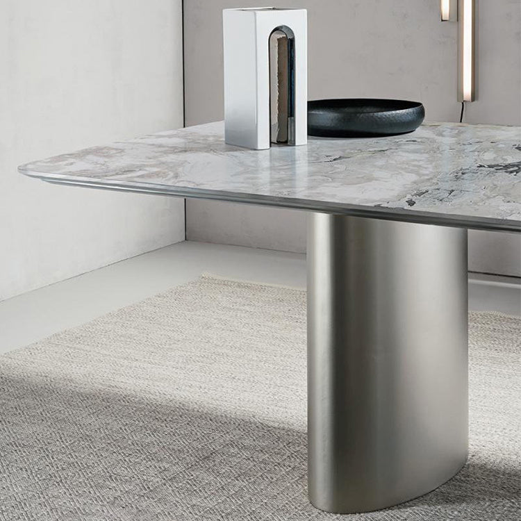 Metal Traditional Luxury Rectangle Table Sintered Stone Top Table for Kitchen