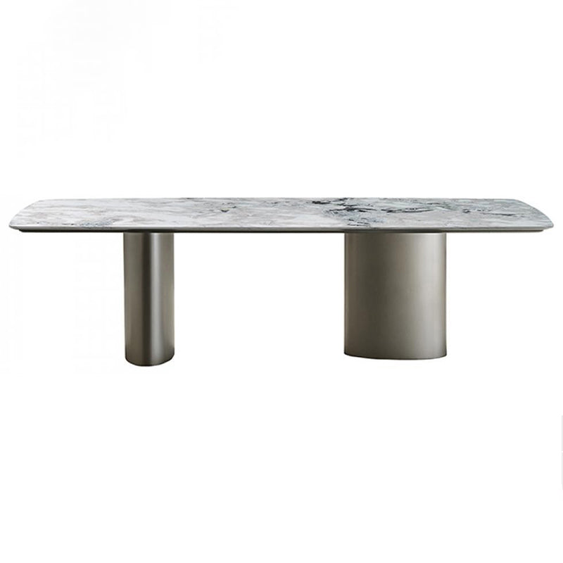 Metal Traditional Luxury Rectangle Table Sintered Stone Top Table for Kitchen