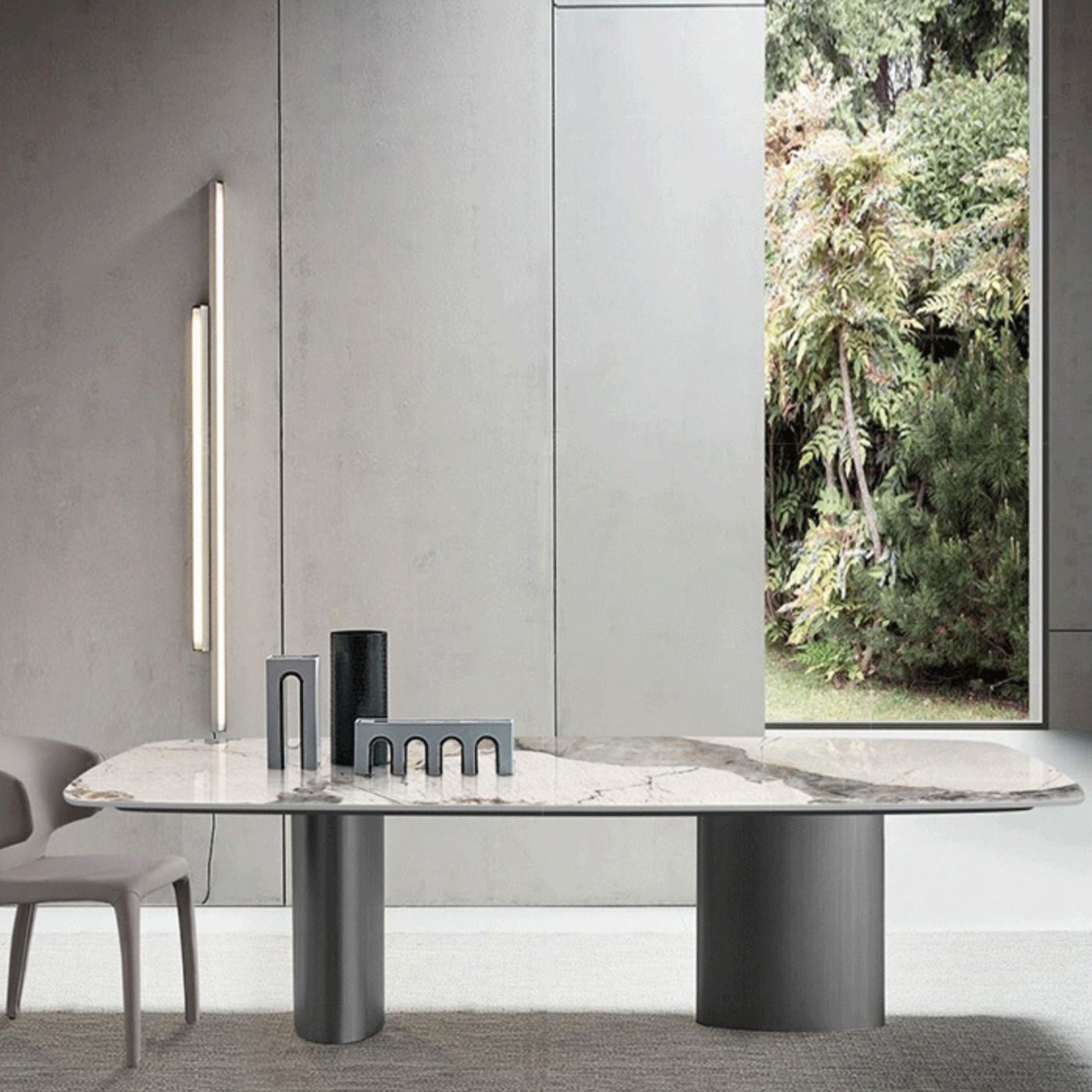 Metal Traditional Luxury Rectangle Table Sintered Stone Top Table for Kitchen