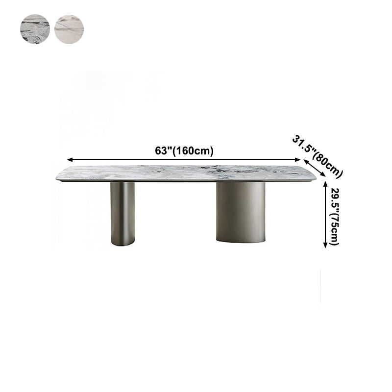 Metal Traditional Luxury Rectangle Table Sintered Stone Top Table for Kitchen