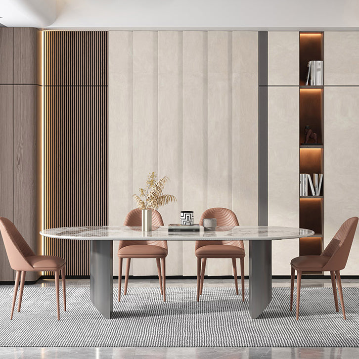 Metalen traditionele luxe ovale tafel Gesinterde stenen tafel voor eetkamer