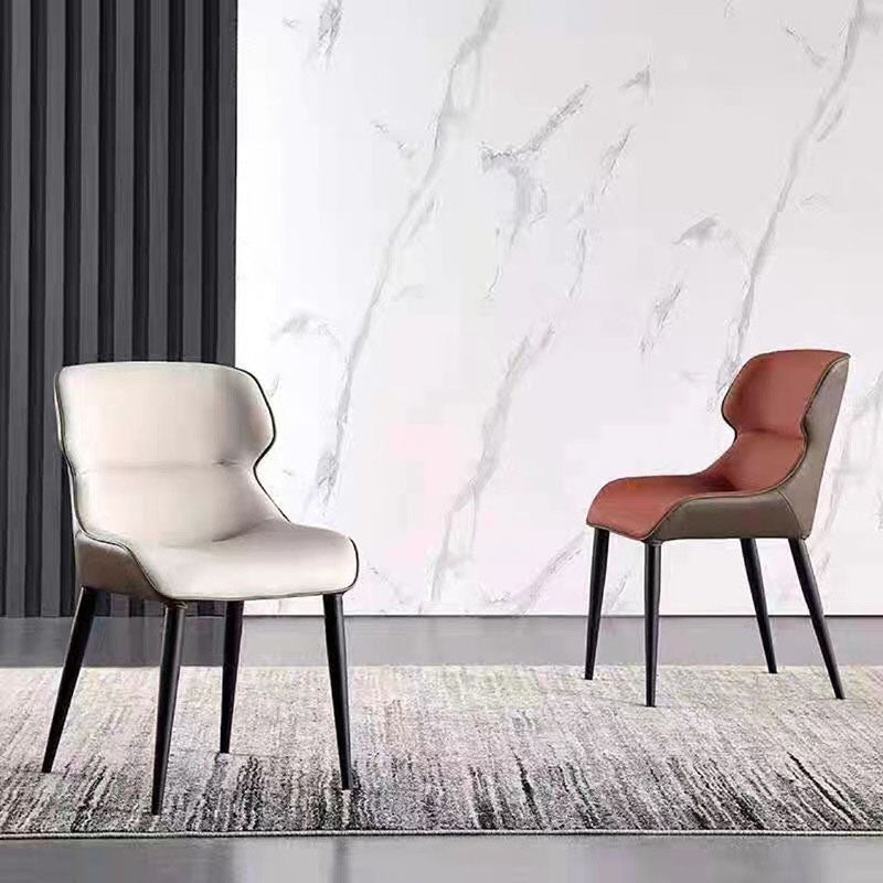 Contemporary Style Leather Dining Side Chairs Wingback Arm Chairs (Set of 4)