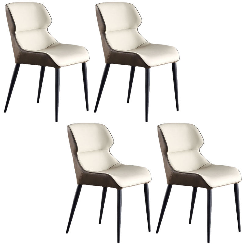 Contemporary Style Leather Dining Side Chairs Wingback Arm Chairs (Set of 4)