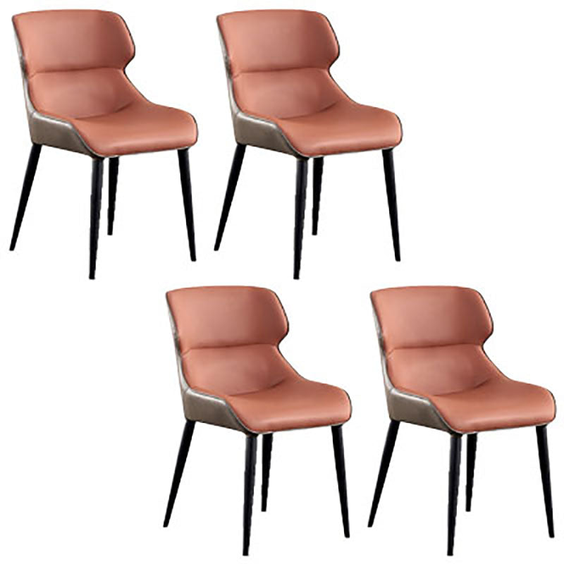 Contemporary Style Leather Dining Side Chairs Wingback Arm Chairs (Set of 4)