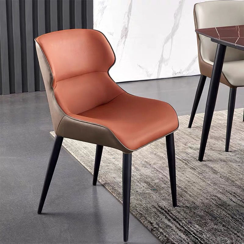 Contemporary Style Leather Dining Side Chairs Wingback Arm Chairs (Set of 4)