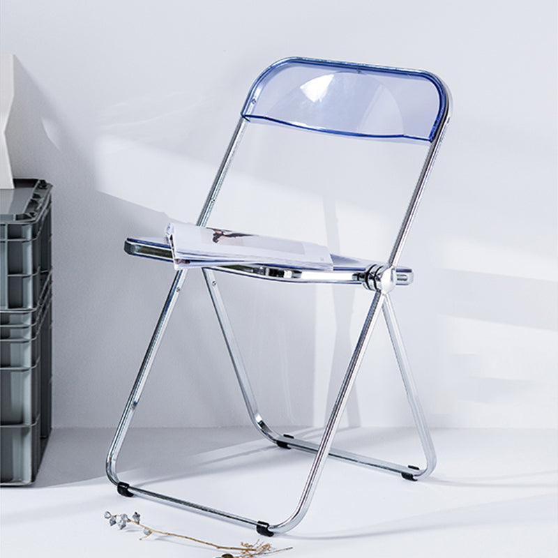 Chaise de salle à manger contemporaine sans accoudoirs, chaise latérale pliante à dossier ouvert avec pieds en métal