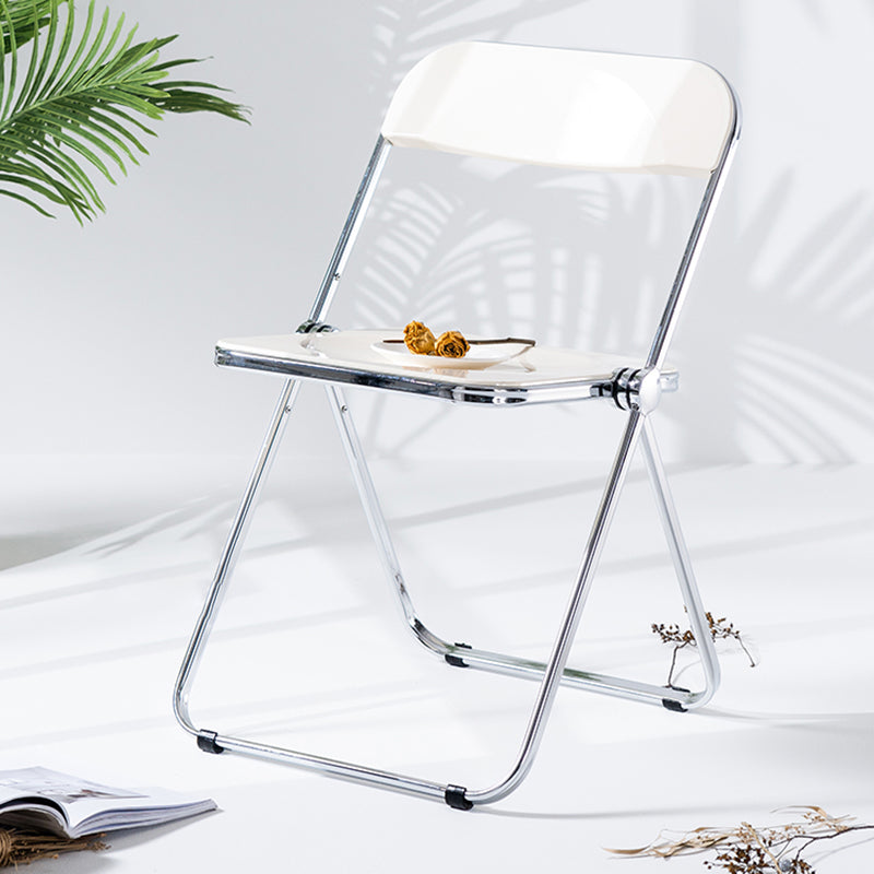 Chaise de salle à manger contemporaine sans accoudoirs, chaise latérale pliante à dossier ouvert avec pieds en métal