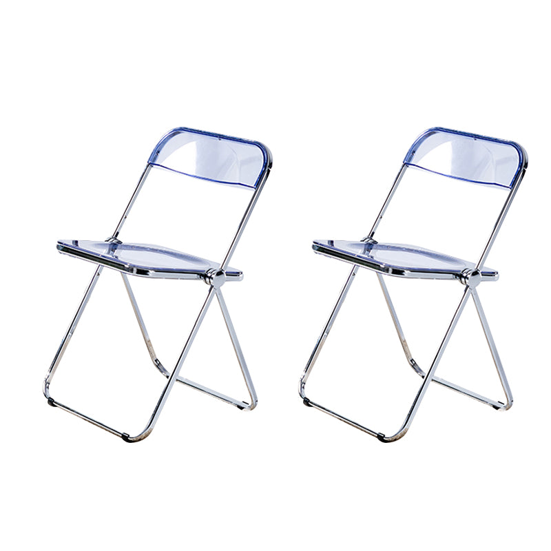 Chaise de salle à manger contemporaine sans accoudoirs, chaise latérale pliante à dossier ouvert avec pieds en métal
