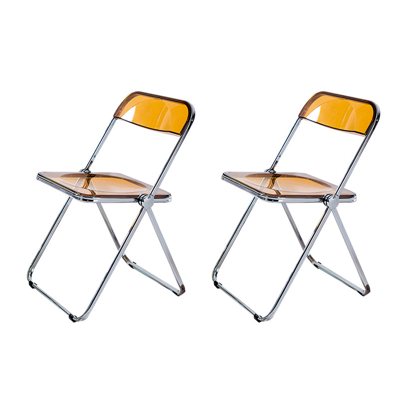 Chaise de salle à manger contemporaine sans accoudoirs, chaise latérale pliante à dossier ouvert avec pieds en métal